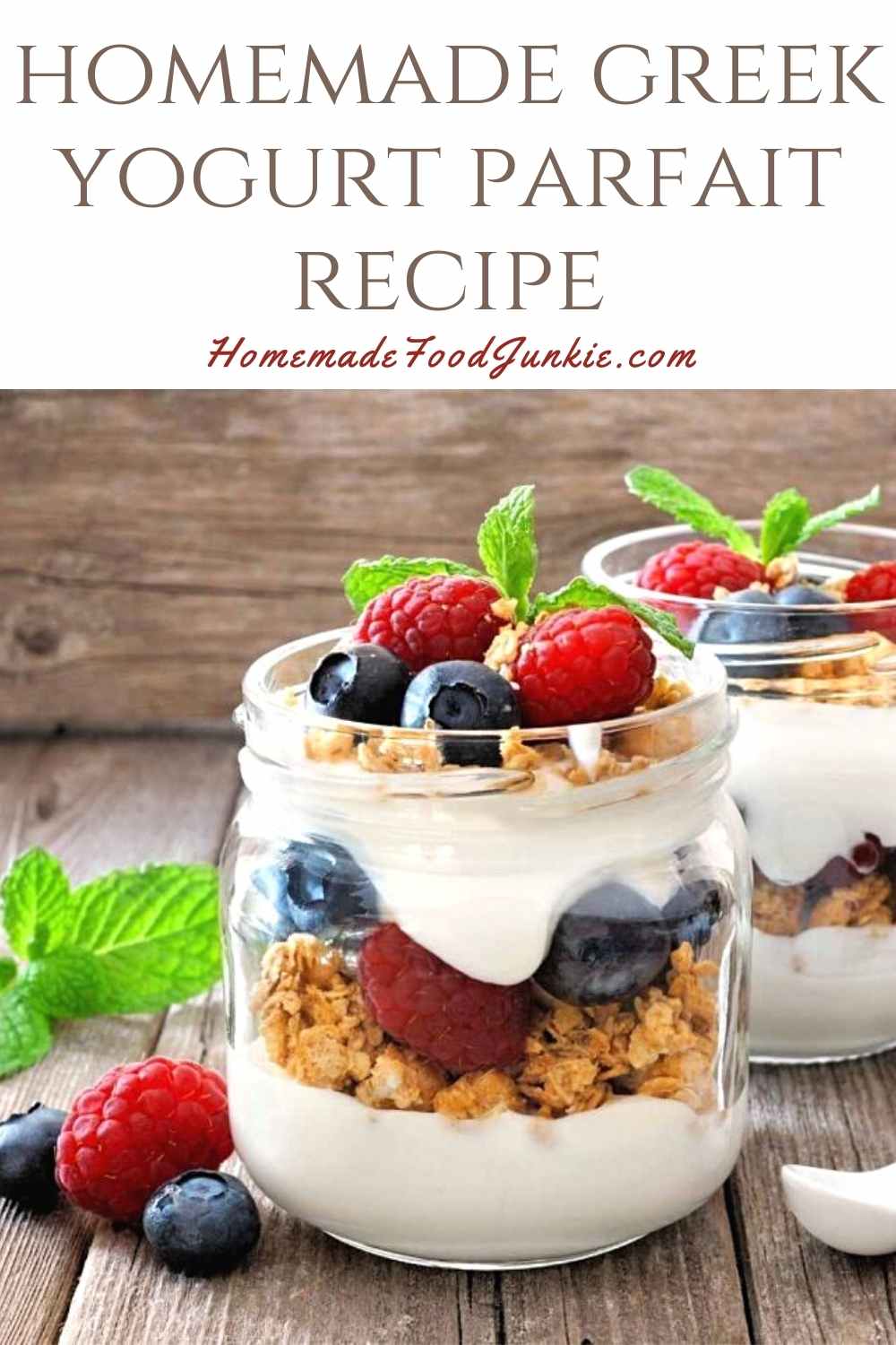 Homemade greek yogurt parfait recipe-pin image
