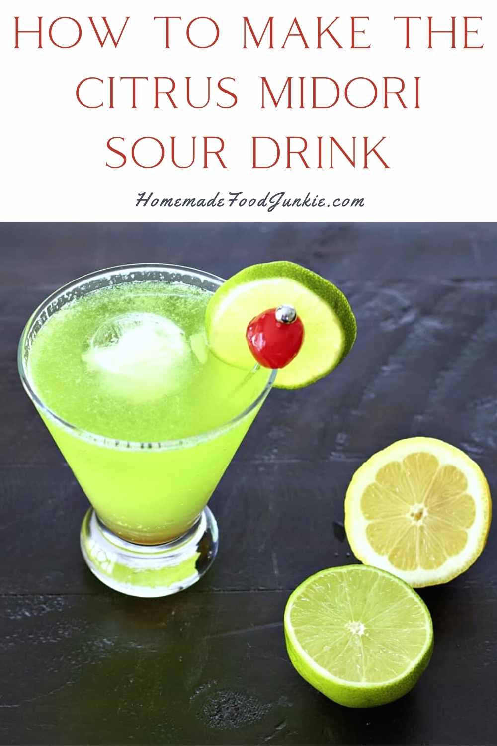 Strawberry Daiquiri Recipe with Malibu Coconut Rum 18 How to make the citrus midori sour drink-pin image