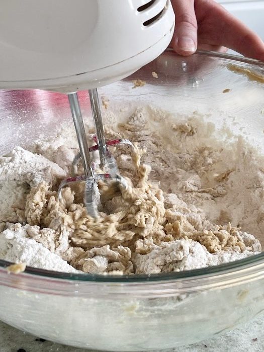 mixing cake chocolate chip cookie dough
