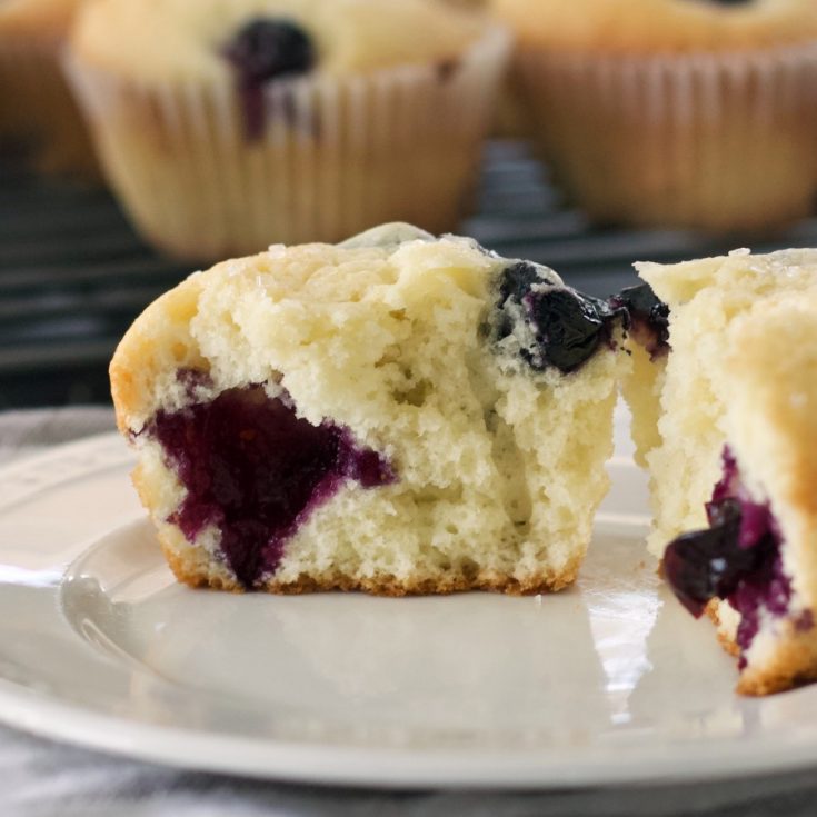 opened buttermilk blueberry muffin