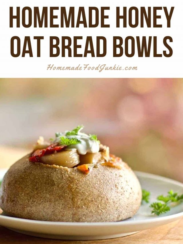 Homemade honey oat bread bowls-pin image