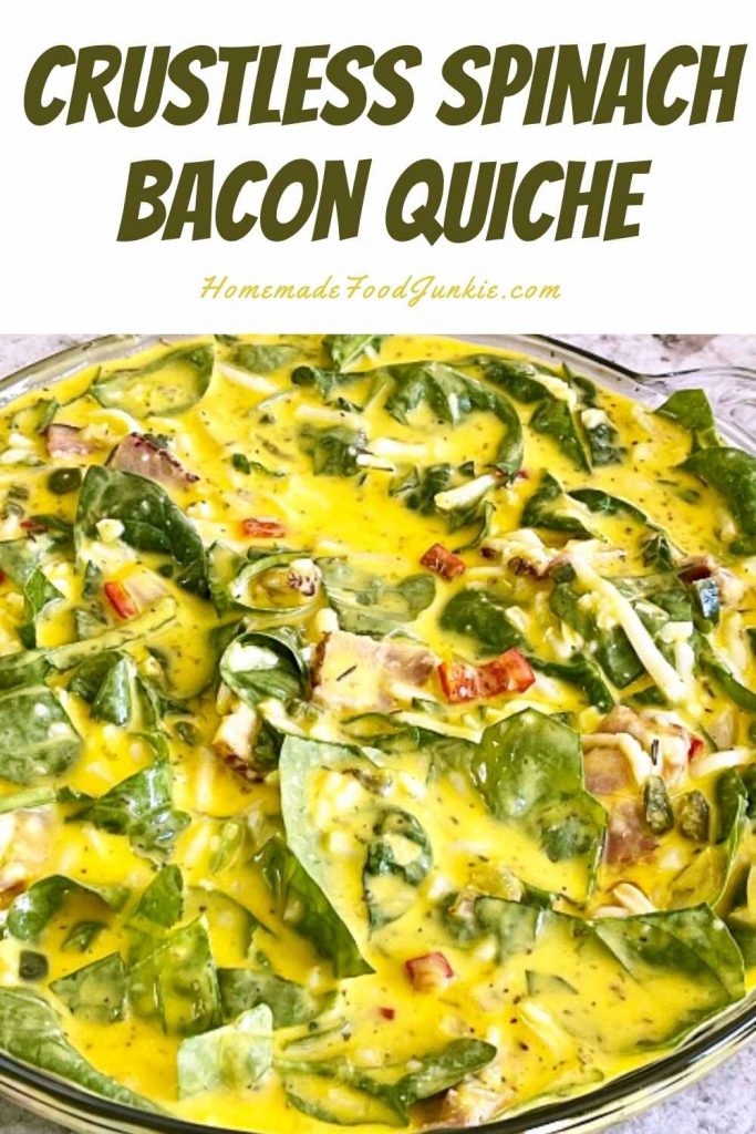 Crustless spinach bacon quiche-pin image