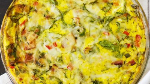 crustless spinach quiche-top view