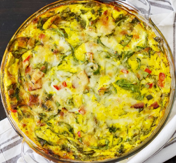 crustless spinach quiche-top view