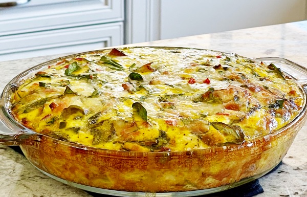 freshly baked crustless spinach quiche
