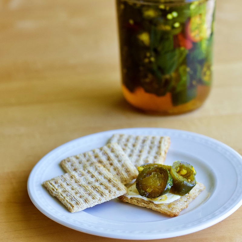 candied jalapenos on cream cheese