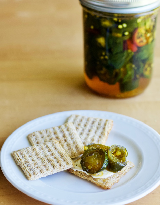 candied jalapenos on cream cheese