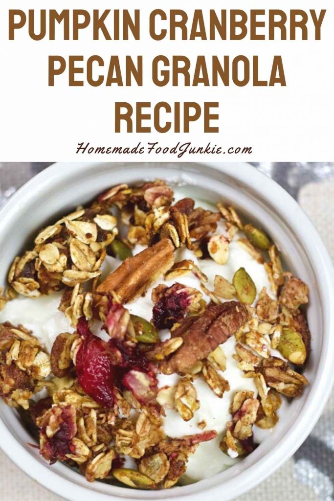 Pumpkin cranberry pecan granola recipe-pin image