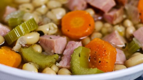 navy bean soup close up
