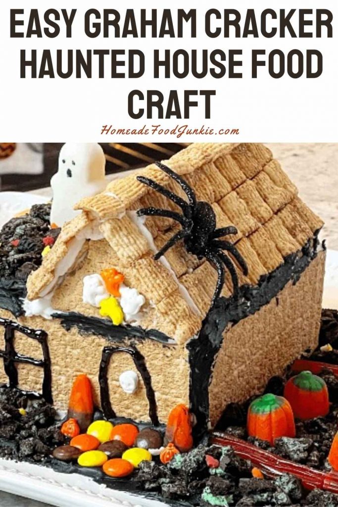 Easy graham cracker haunted house food craft-pin image