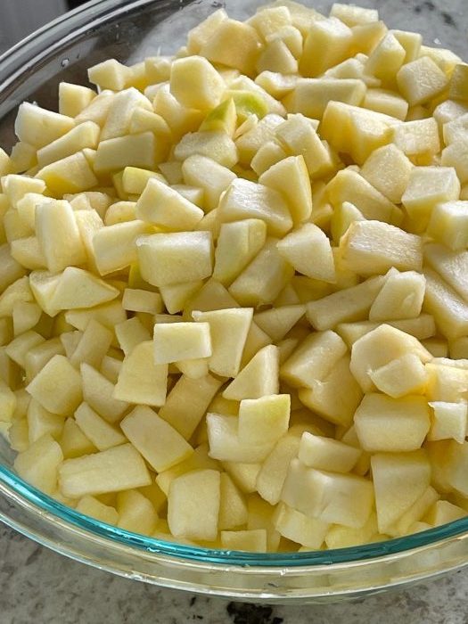 fresh chopped golden delicious apples for pie