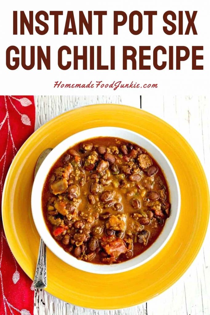 Instant pot six gun chili recipe-pin image
