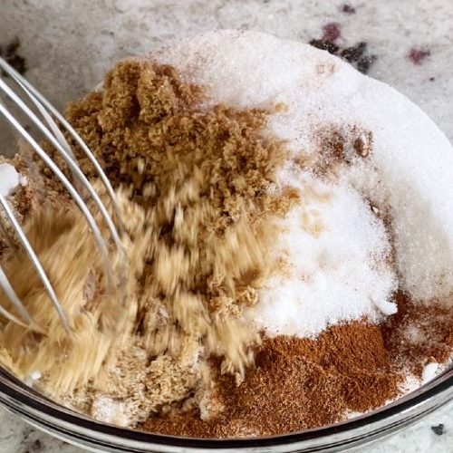mixing apple pie spices