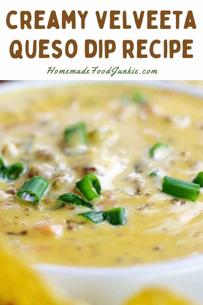 Creamy velveeta queso dip recipe-pin image