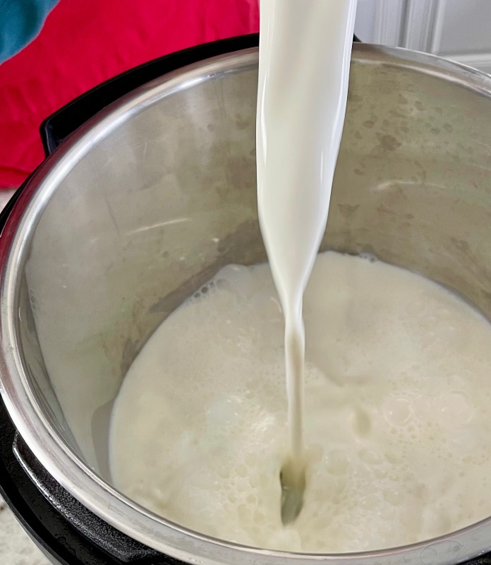 pouring milk into instant pot
