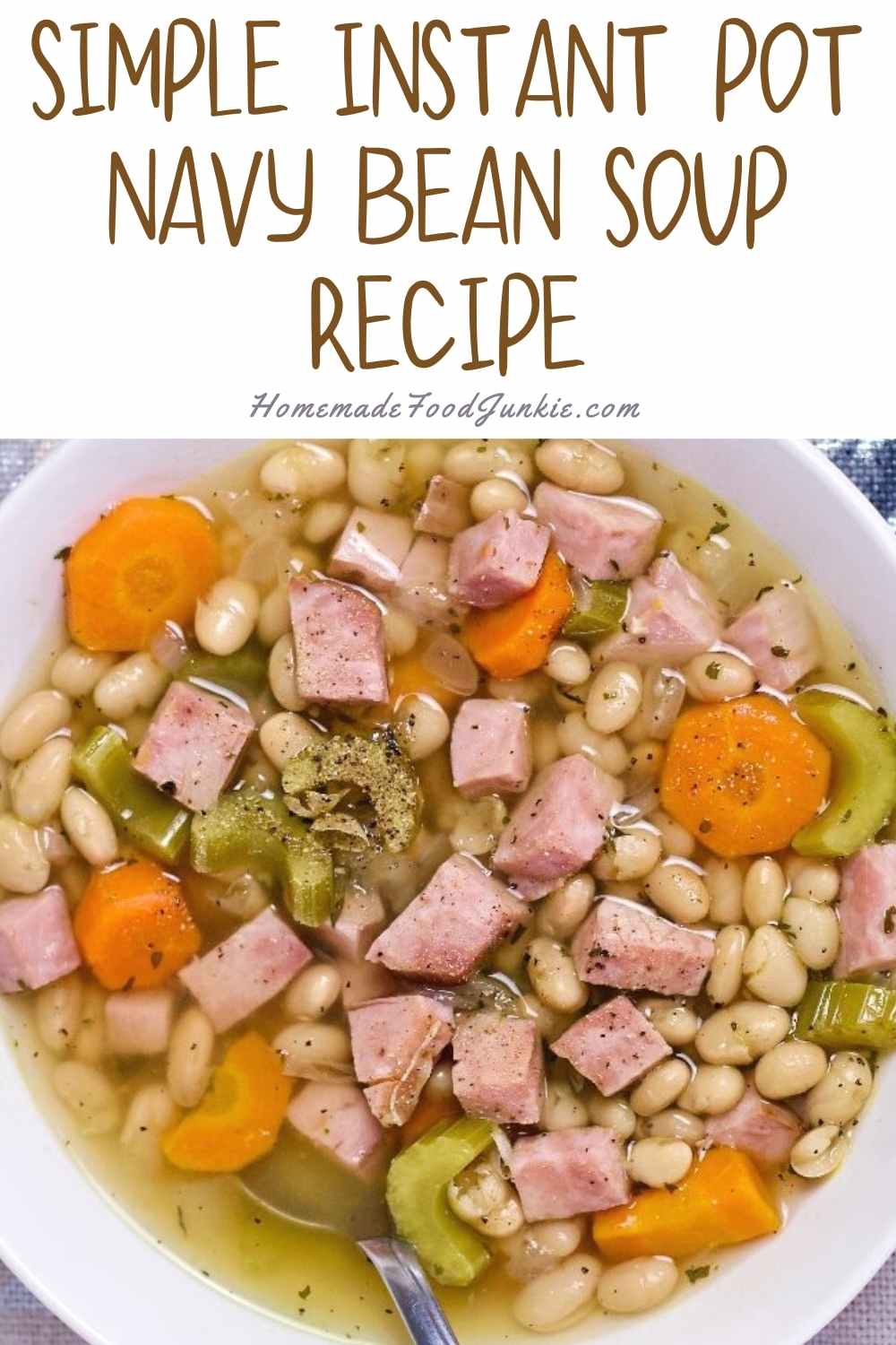 Simple instant pot navy bean soup recipe-pin image