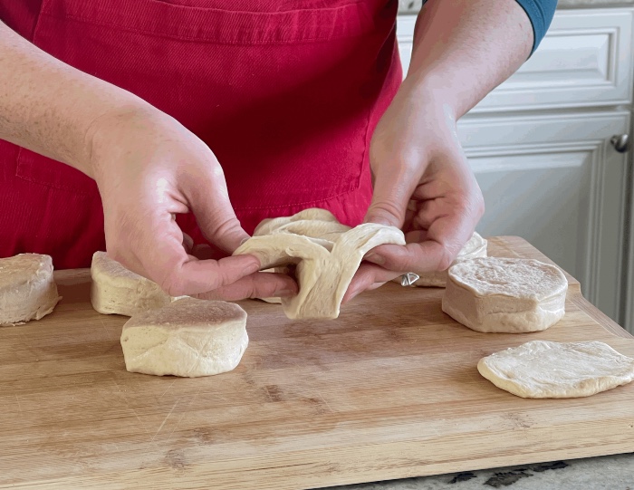 pulling cresent rolls in half