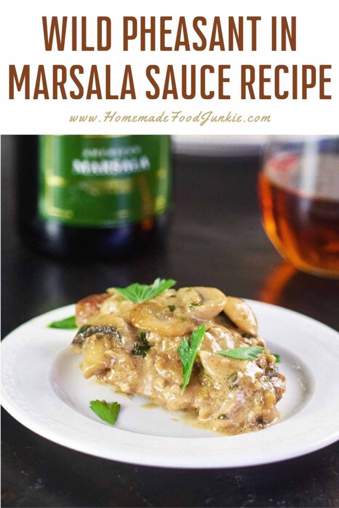 Wild pheasant in marsala sauce recipe-pin image