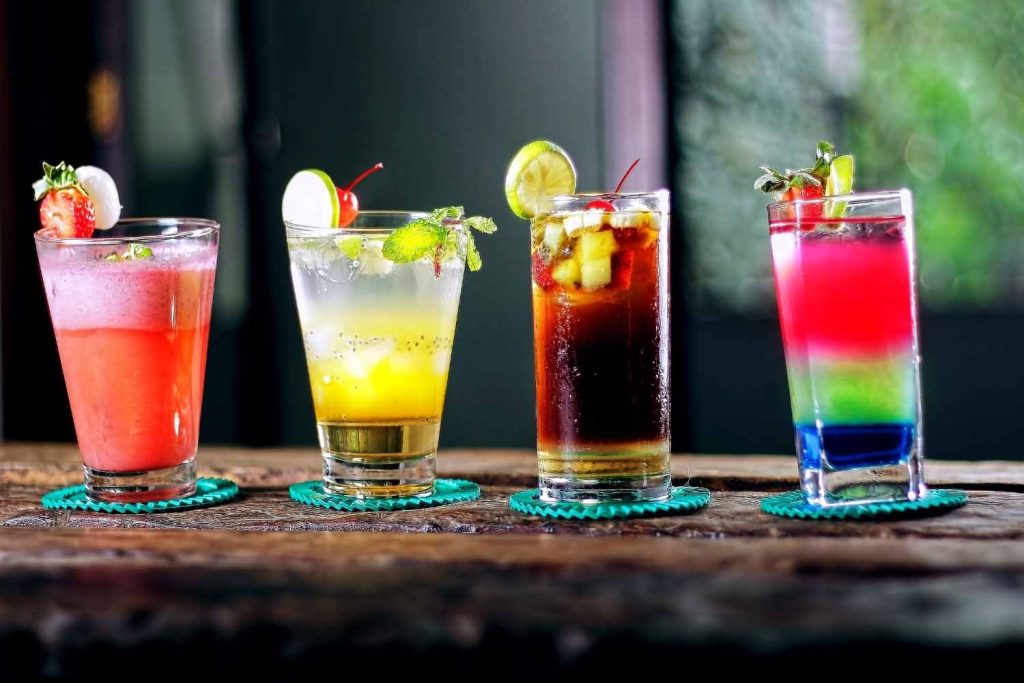 row of cocktails