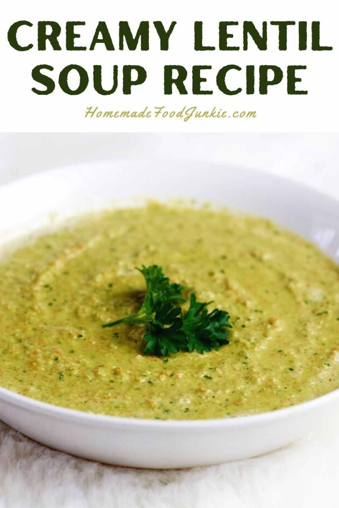 Creamy lentil soup-pin image