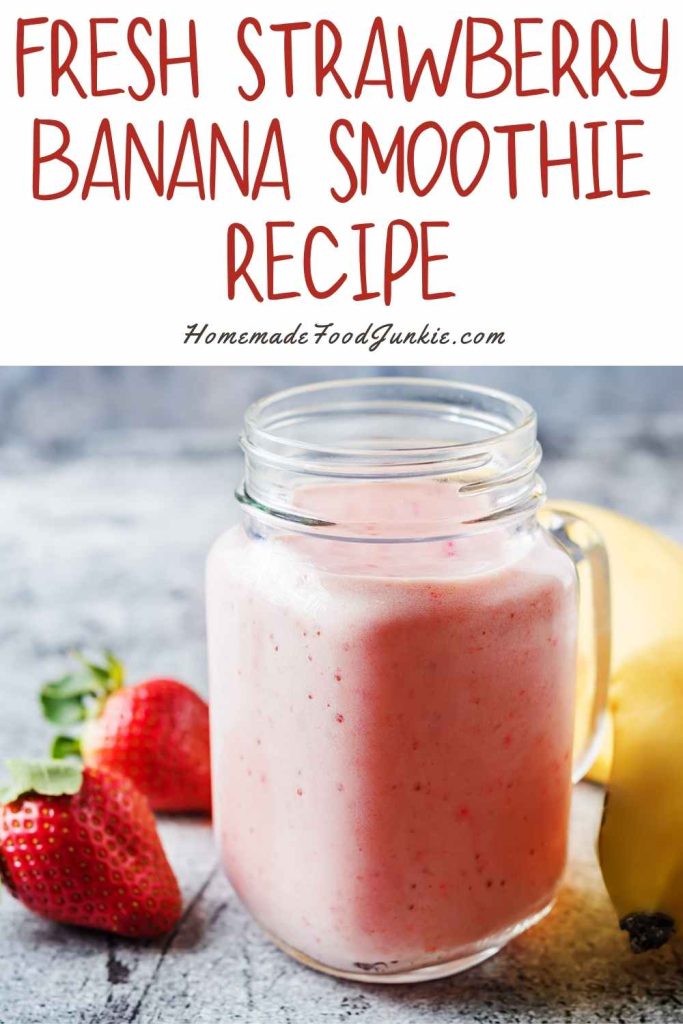 Fresh strawberry banana smoothie recipe-pin image