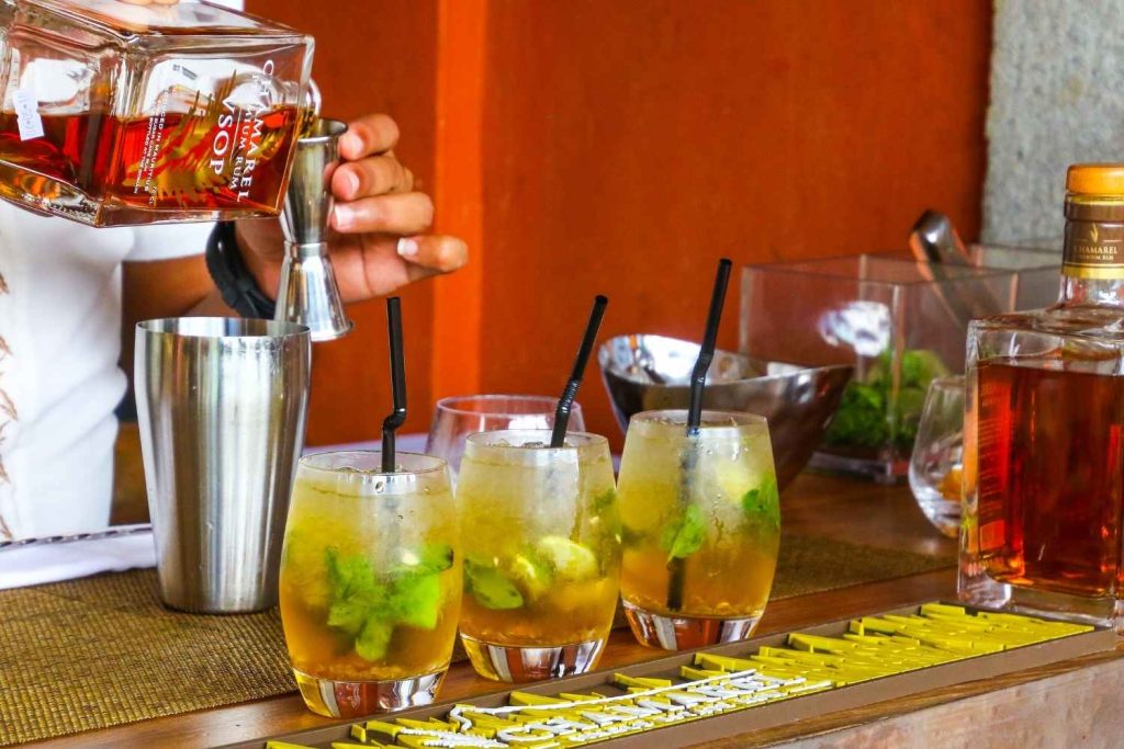 mixing cocktails