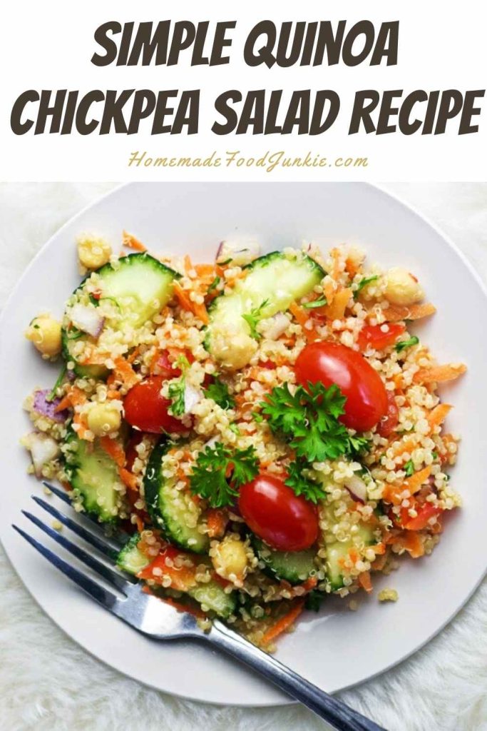 Simple quinoa chickpea salad recipe-pin image
