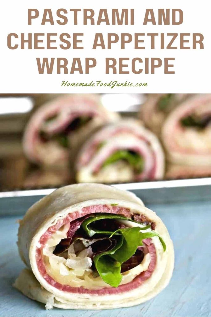 pastrami and cheese appetizer wrap recipe-pin image