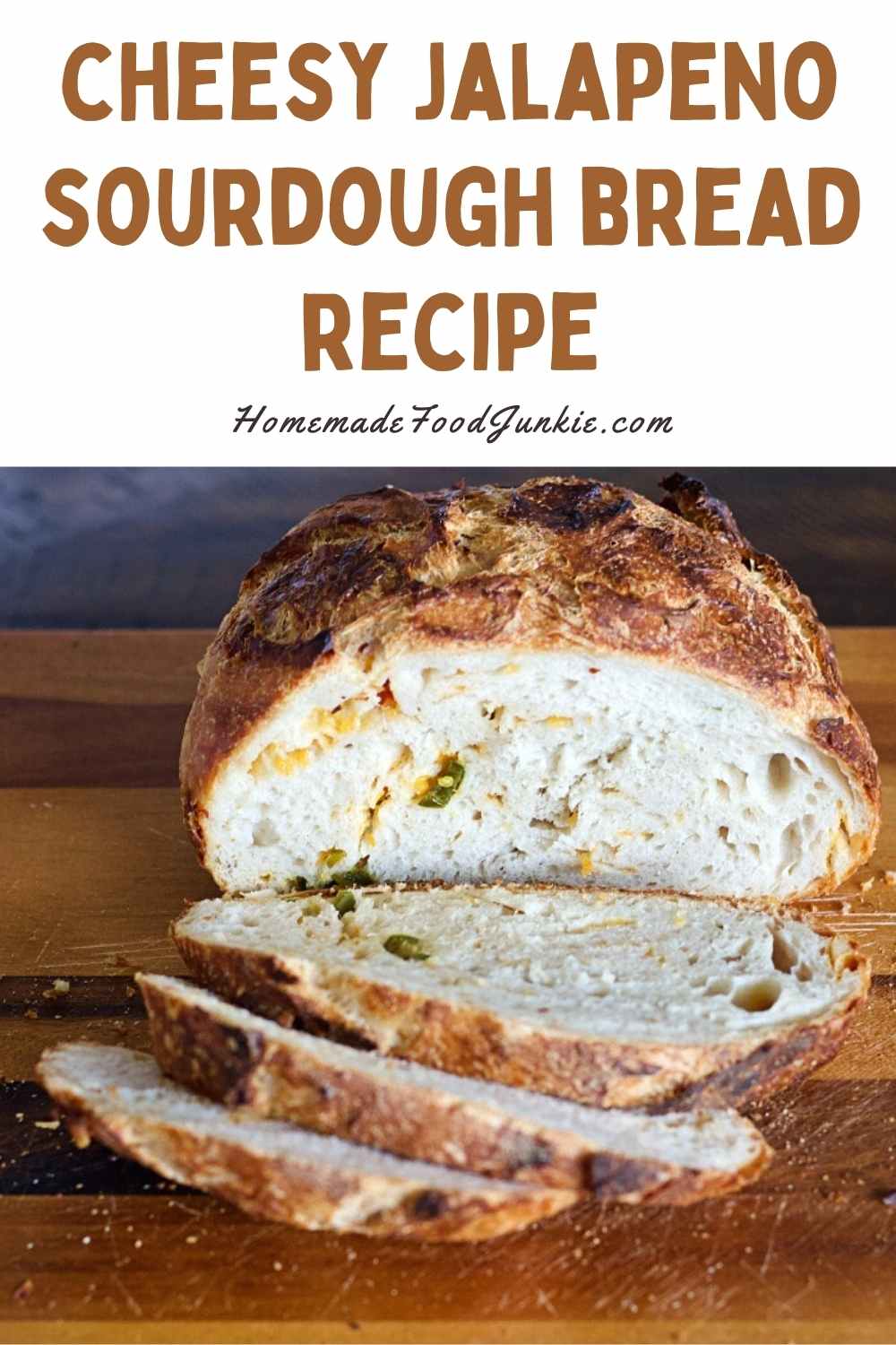 cheesy jalapeno sourdough bread recipe-pin image