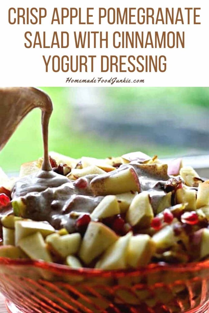 crisp apple pomegranate salad with cinnamon yogurt dressing-pin image