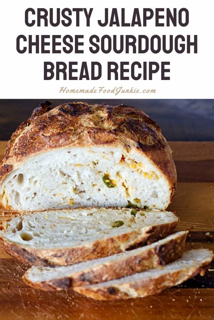 crusty jalapeno cheese sourdough bread recipe-pin image
