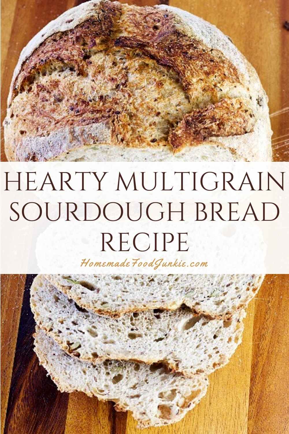 hearty multigrain sourdough bread recipe-pin image