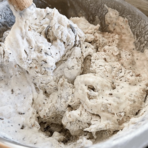 multigrain bread dough-mixing