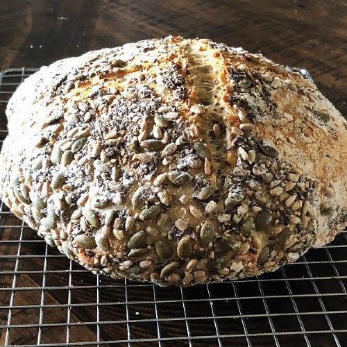 sourdough multi seed bread with seed coating