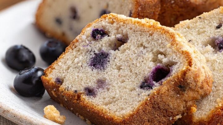 blueberry banana bread slice