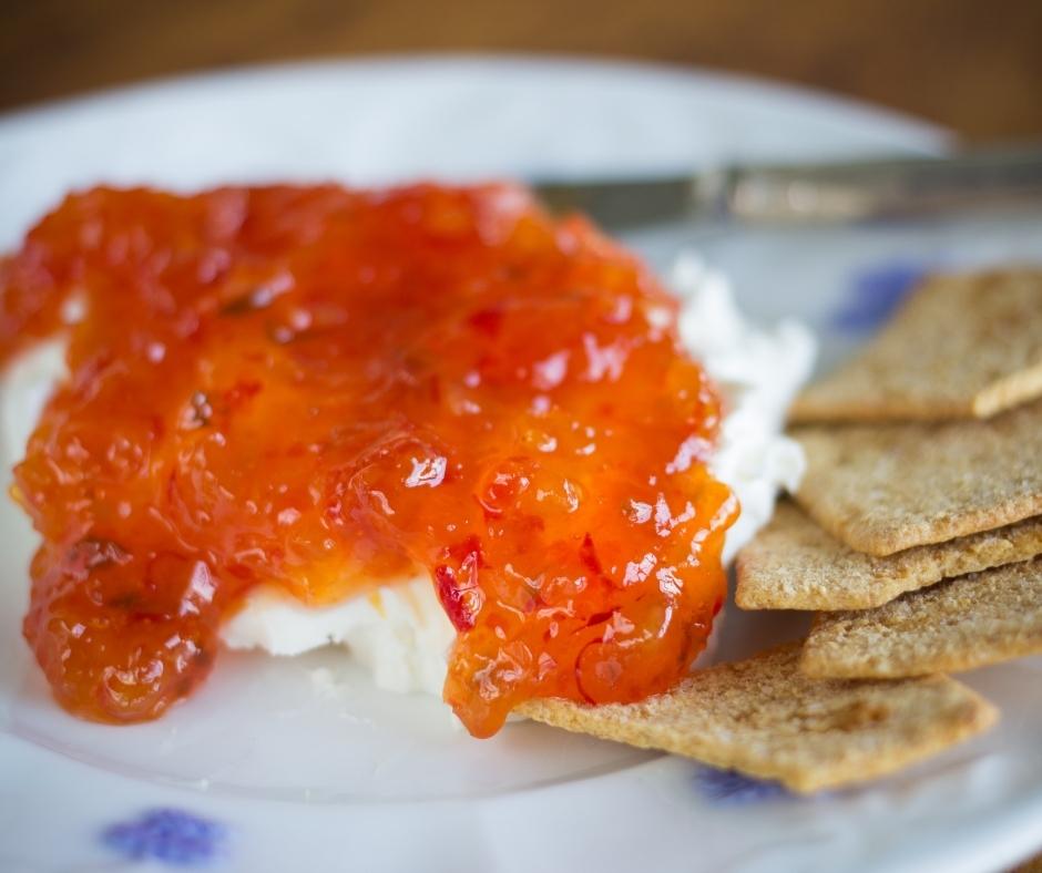 pepper jam on cracker