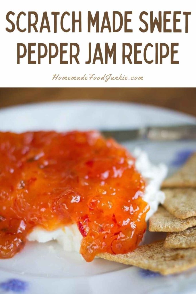 scratch made sweet pepper jam recipe-pin image