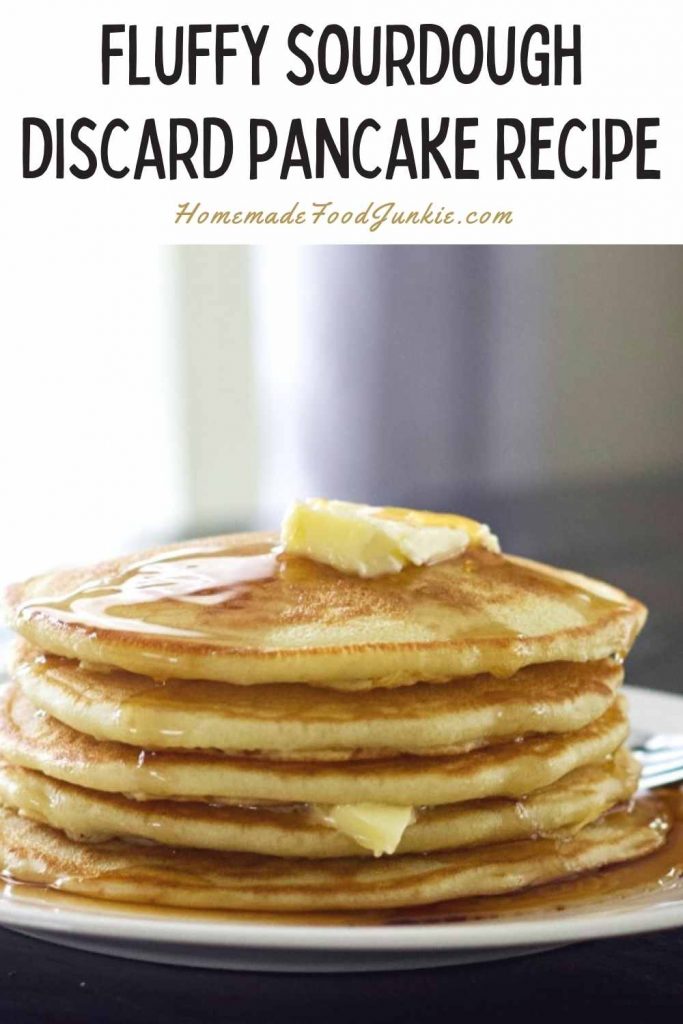fluffy sourdough discard pancake recipe-pin image