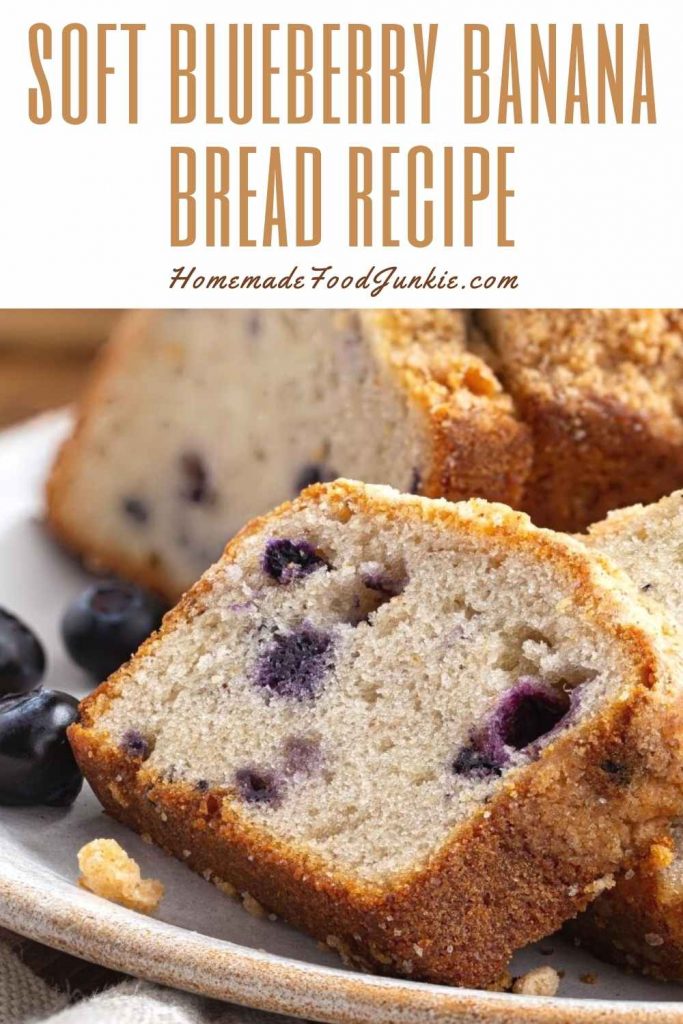 soft blueberry banana bread recipe-pin image