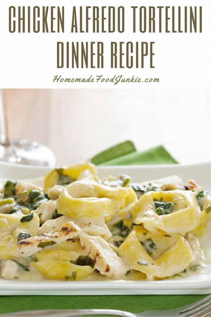 chicken alfredo tortellini dinner recipe-pin image