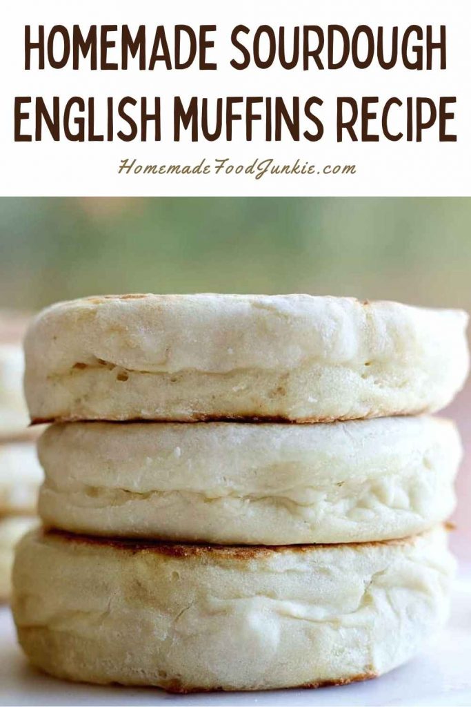 homemade sourdough english muffins-pin image