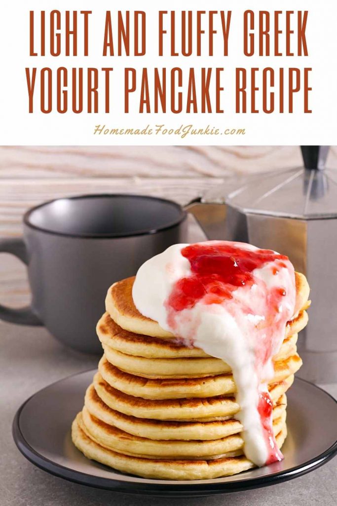 light and fluffy greek yogurt pancake recipe-pin image