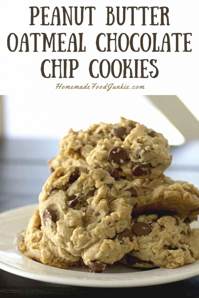 peanut butter oatmeal chocolate chip cookies-pin image