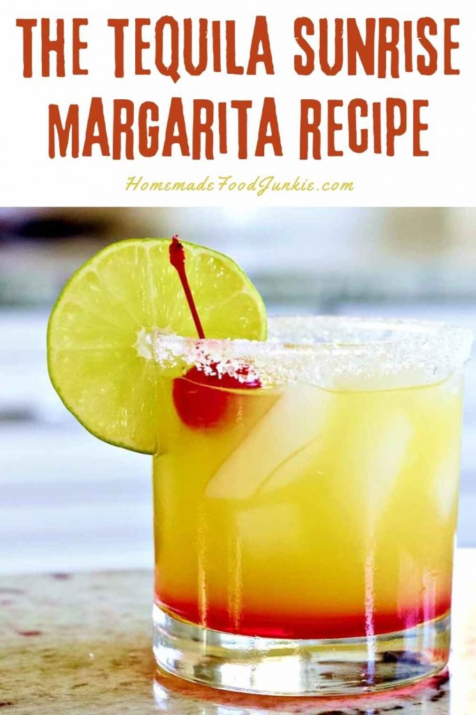the tequila sunrise margarita recipe-pin image