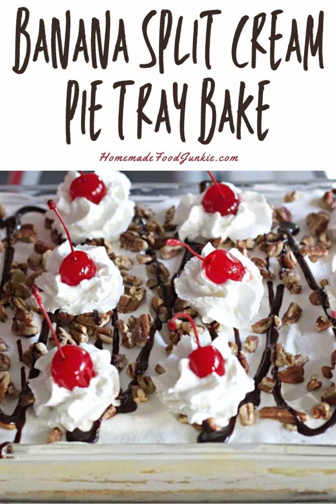 banana split cream pie tray bake-pin image