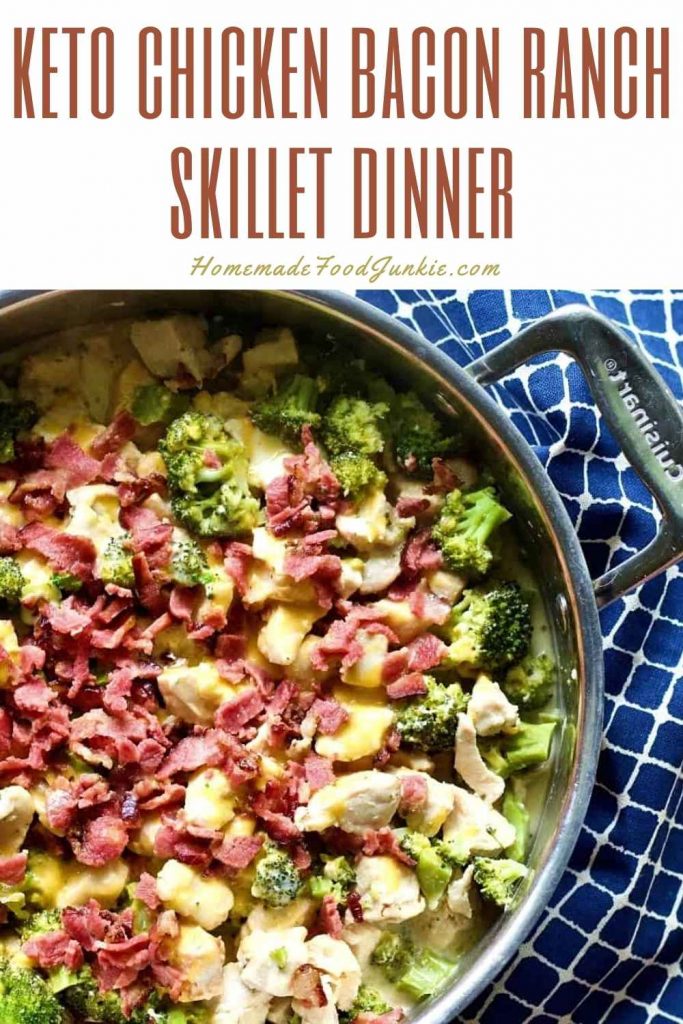 keto chicken bacon ranch skillet dinner-pin image