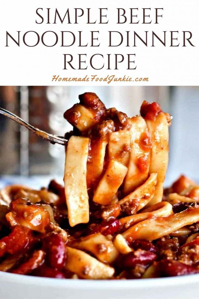 simple beef noodle dinner recipe-pin image