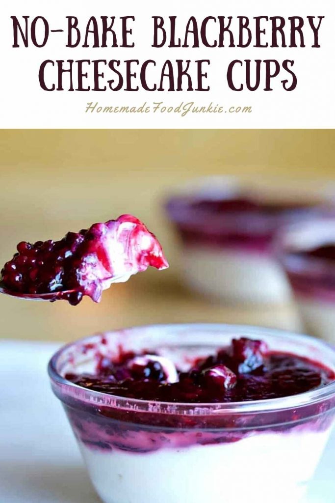 no-bake blackberry cheesecake cups-pin image
