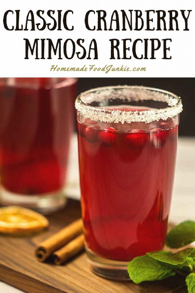 classic cranberry mimosa recipe-pin image
