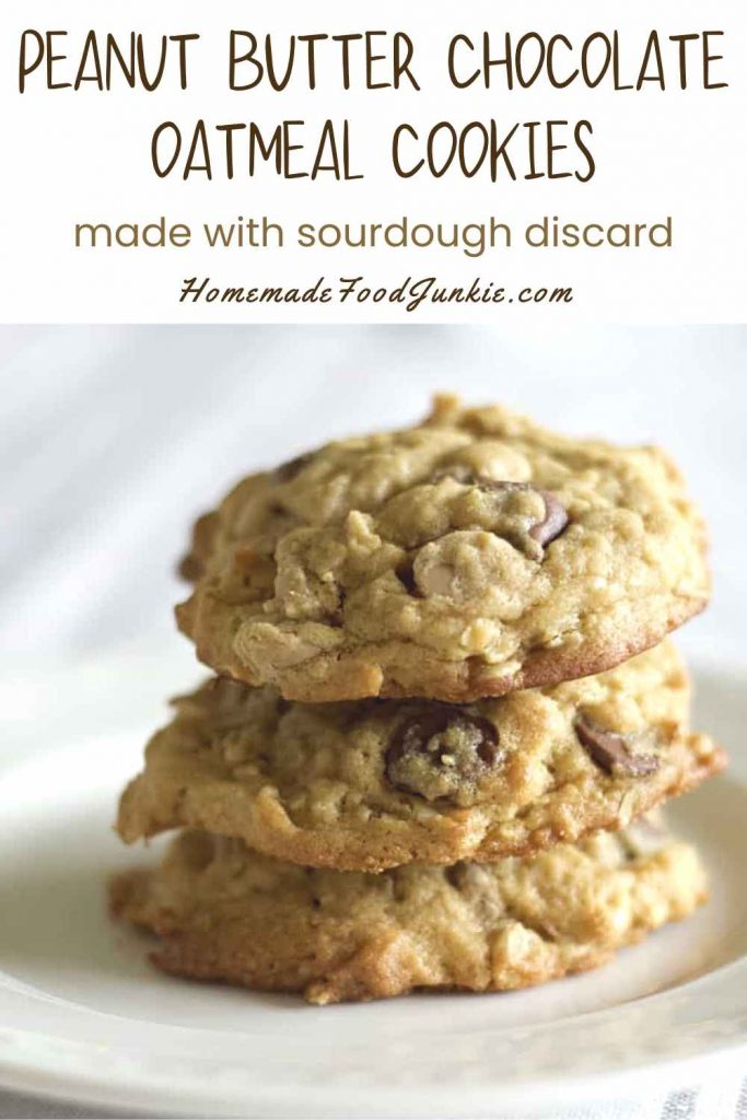 peanut butter chocolate oatmeal cookies-pin image